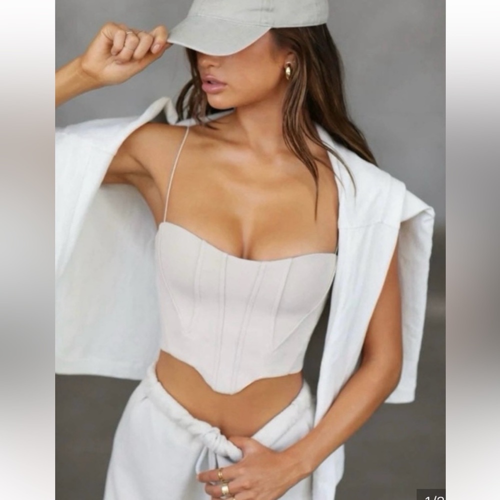 Joah Brown - Cream Contour Corset Bustier Top